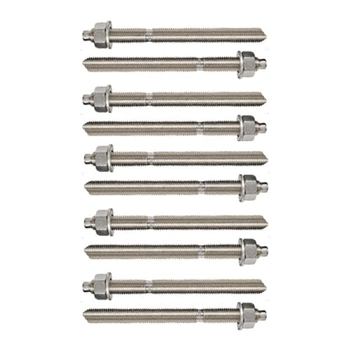 10er Set Ankerstangen Schwerlast Stahl verzinkt oder Edelstahl (Verzinkter Stahl, M10 x 130 mm) von Erhard-Trading