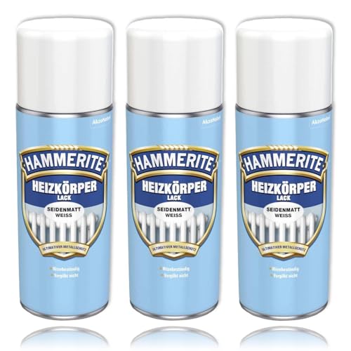 3x Hammerite Spray Heizkörperlack Rostschutz Heizung WEISS SEIDENMATT 400 ml von Erhard-Trading