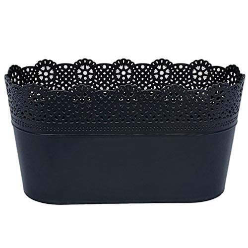 Erhard-Trading Blumentopf LUZIA oval Schwarz 29 x 13 cm Pflanztopf Übertopf Kunststoff bunt von Erhard-Trading