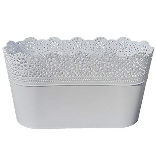 Erhard-Trading Blumentopf LUZIA oval Weiss 29 x 13 cm Pflanztopf Übertopf Kunststoff bunt von Erhard-Trading