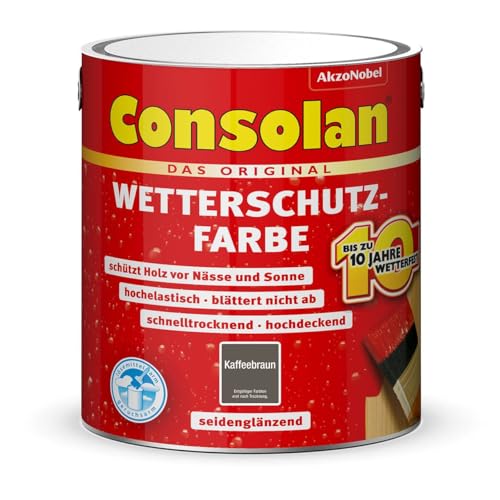 Consolan Wetterschutzfarbe 2,5 l Kaffeebraun Deckend Holzschutz Außen von Erhard-Trading