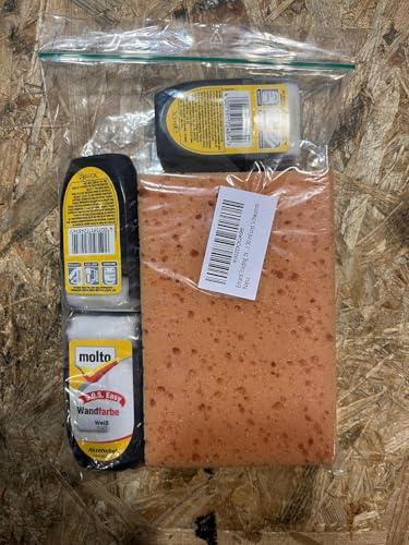 Erhard-Trading 3x Molto SOS Easy Wandfarbe Farbroller weiß matt 30 ml und Schwamm von Erhard-Trading