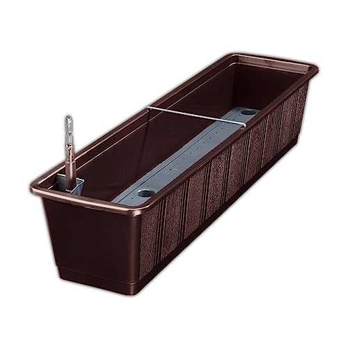 Erhard-Trading Blumenkasten Aqua Green Plus Balkonkasten mit Wasserspeicher (Größe 3 (100 cm), Braun) von Erhard-Trading