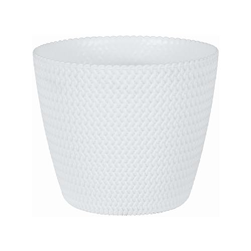 Erhard-Trading Übertopf Hipster ? 13-26 cm groß Blumentopf Strickoptik Kunststoff (Weß, ? 26 cm) von Erhard-Trading