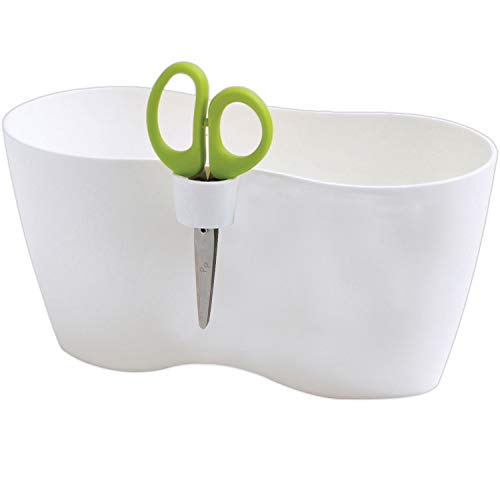 Erhard-Trading Kräutertopf MEDRA DOBLO + Schere für Kräuter 25 x 15 cm Weiß Blumentopf Doppel von Erhard-Trading