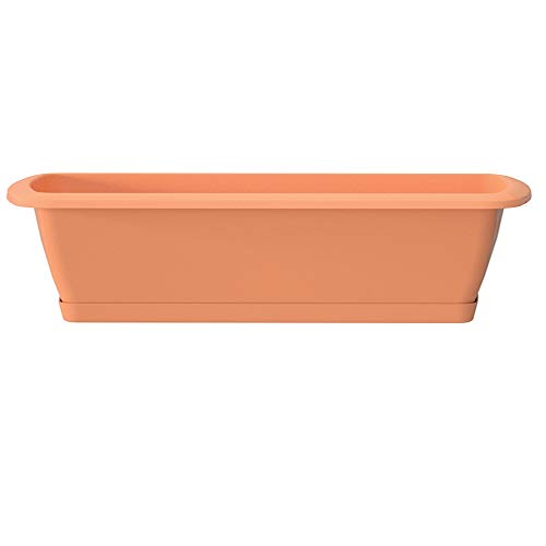 Erhard-Trading Set Blumenkasten ALZIRA + Untersetzer 40 cm terrakotta Balkonkasten Pflanzkasten von Erhard-Trading