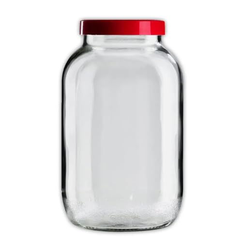 Erhard-Trading XXL Schraubglas, 3.400 ml, Vorratsglas Einmachglas mit rotem Twist-Off Deckel von Erhard-Trading