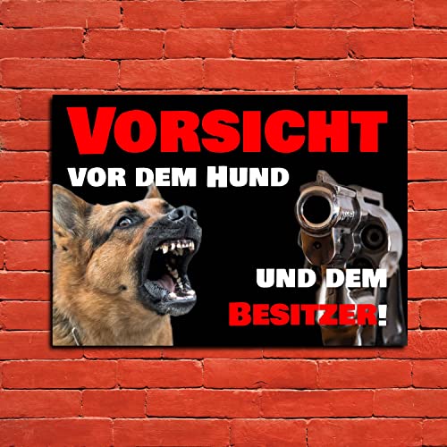 Warnschild VORSICHT vor dem HUND und dem BESITZER A3 (42x30 cm) Achtung Hundeschild Warnung von Erhard-Trading