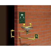 Erbstößer® Augendusche, DIN EN 15154-2 u. ANSI Z 358, Wandmontage, mit Edelstahl-Auffangbecken, zweistrahlig, frostsicher von Erbstößer®