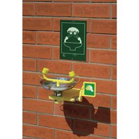 Erbstößer® Augendusche, DIN EN 15154-2 u. ANSI Z 358, Wandmontage, mit Edelstahl-Auffangbecken, zweistrahlig von Erbstößer®