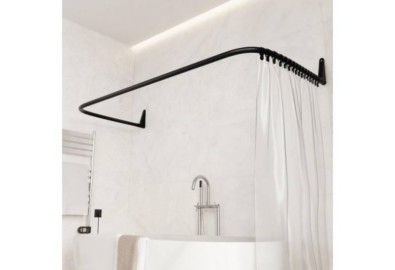 Erica Duschvorhangstange L-form & U-form - 4-in-1 für Badewanne oder Dusche Duschstange Ecke, Stahl mit Pulverbeschichtung - Ohne Deckenhalterung von Erica