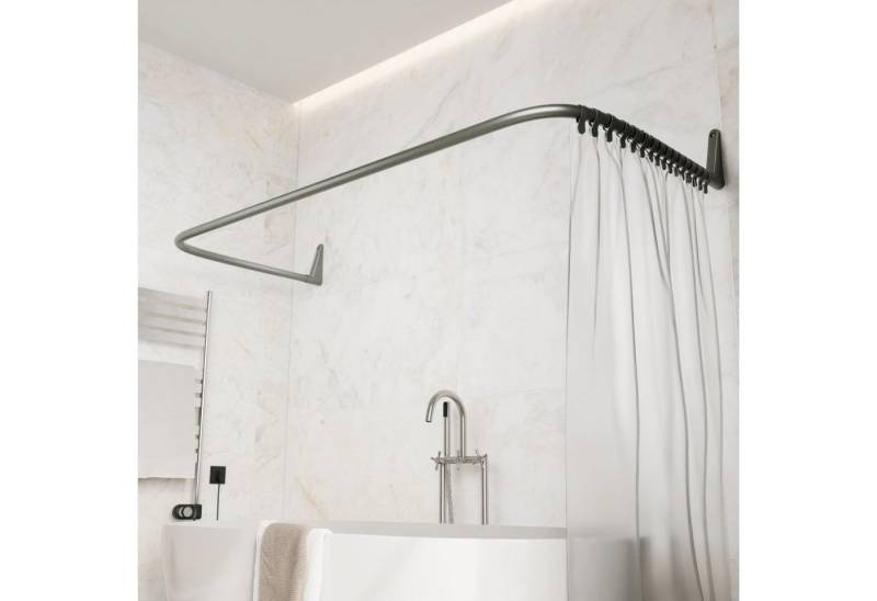 Erica Duschvorhangstange L-form & U-form - 4-in-1 für Badewanne oder Dusche Duschstange Ecke, Stahl mit Pulverbeschichtung - Ohne Deckenhalterung von Erica