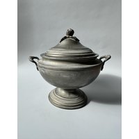 Antike Zinn-Schüssel/Made in Italy Antikes Tablett Deckelschale Dekorative Griffe Verzierte Schale von EricaVintage