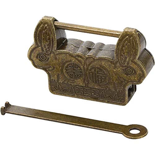 Chinesische Vintage Antique Style Lock Zink Legierung Vorhängeschloss Schmuckschachtel Keyed Padlock Holzkoffer Schublade 60 * 38 * 13mm von Ericetion