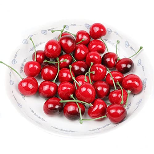 Ericetion 20 Pcs Gefälschte Kirsche Künstliche Früchte Model Obst Vase Füllstoff Futterspielzeug Fruchtmodellfotografie Für Heimküchenparty -Dekoration von Ericetion