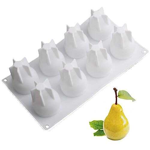 Ericetion 3D -birnen Silikonkuchenform, Silikon Backform Mousse Dessert Formen Eiswürfel Jello Kuchen Schokoladen -trüffel -gebäck -Eiscreme Form von Ericetion