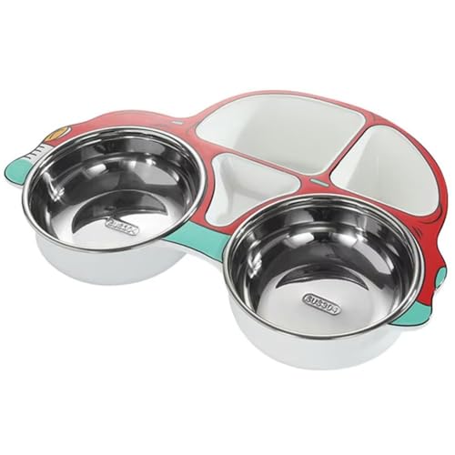 Ericetion Geteilter Teller in Form Eines Cartoon-Autos, Edelstahl-essteller Für Kinder, Geteilter Teller Zum Selbsternährungstraining Für Kinder, Kindergarten, Geteilter Reisteller Für Kinder von Ericetion