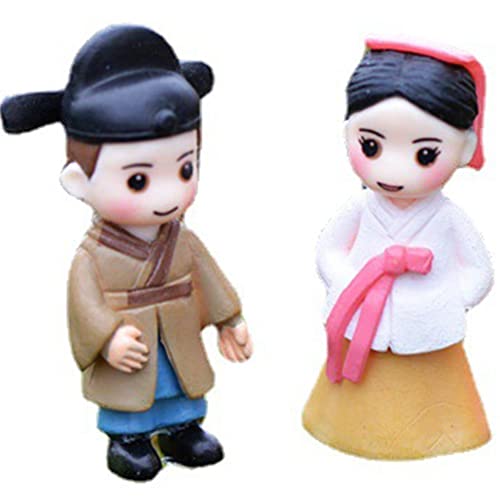 Ericetion Mikro Südkoreanischer Paar Orament Hanbok Braut Bräutigam Figuren Für Schlafzimmer Wohnzimmer Home Dekoration Grau Weiß von Ericetion
