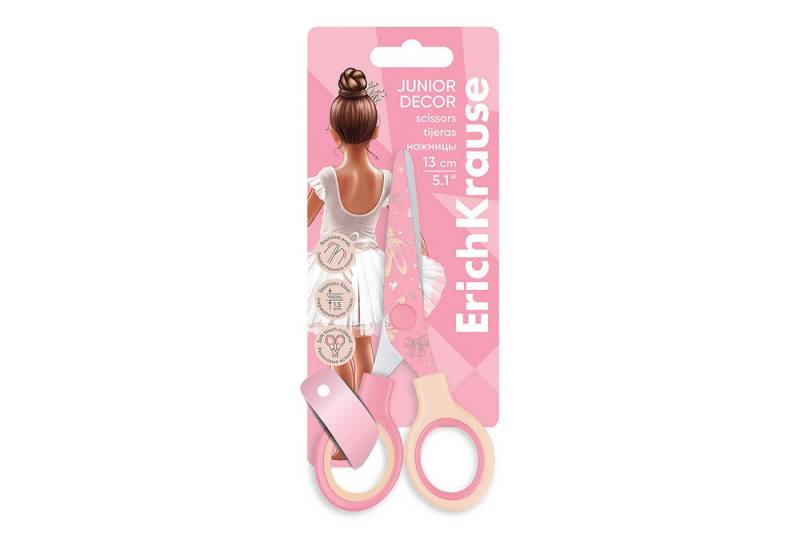 Erich Krause Papierscheren, Kinderschere Junior 13cm mit Ballerina Motiv abgerundete Spitzen Rosa von Erich Krause