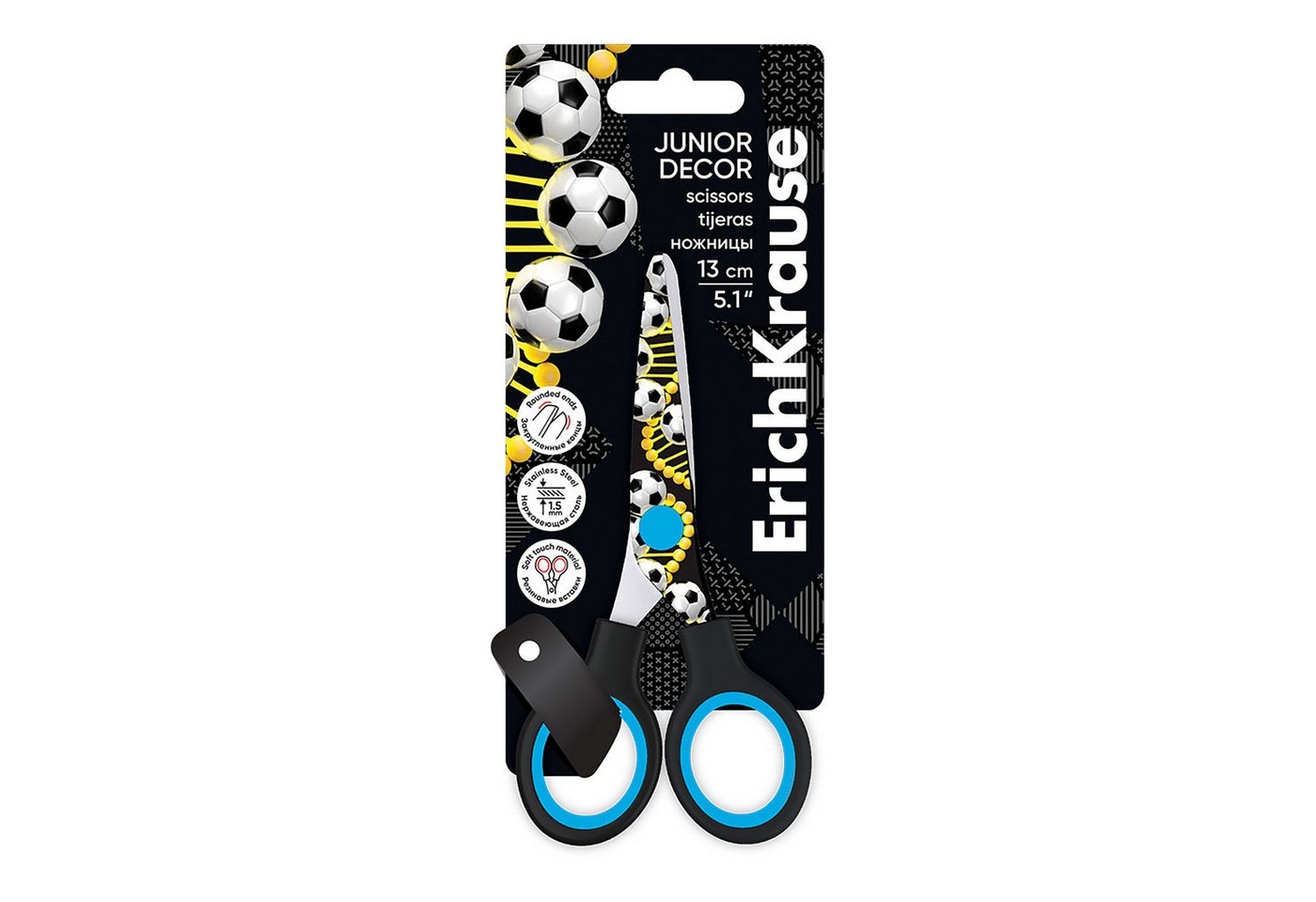 Erich Fend Papierscheren, Kinderschere Junior 13cm mit Fußball Motiv abgerundete Spitzen Schwarz Erich Fend Papierscheren, Kinderschere Junior 13cm mit Fußball Motiv abgerundete Spitzen Schwarz von Erich Fend