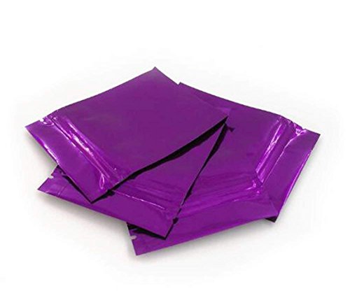 100 Stück Mylar Folie Ziplock Bag Probe Beutel Self Sealing Doppelseitige Farbe Flat Ziplock Taschen Food Grade Storage Vakuumierer Perfekt für kosmetische Tee Pulver Probe Giveaway 8.5x13cm (Lila) von ericotry