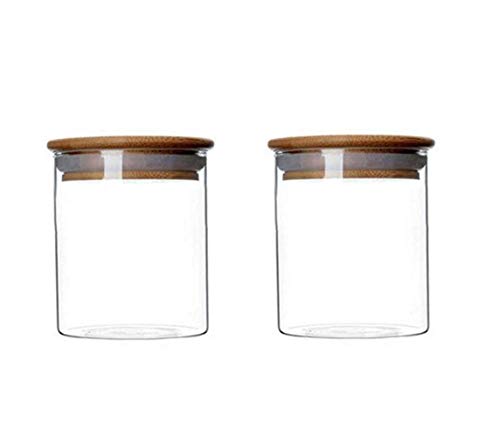 2 Stück Klarglas Vorratsdosen Lebensmittelbehälter mit luftdichten Holzdeckeln luftdicht Vorratsdosen für Kaffeebohnen lose Blätter Teedosen Zucker 250ML/8.5oz von ericotry