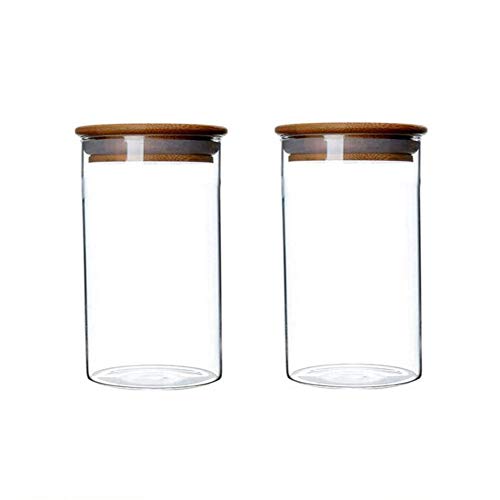 2 Stück Klarglas Vorratsdosen Lebensmittelbehälter mit luftdichten Holzdeckeln luftdicht Vorratsdosen für Kaffeebohnen lose Blätter Teedosen Zucker 350ML/11.7oz von ericotry