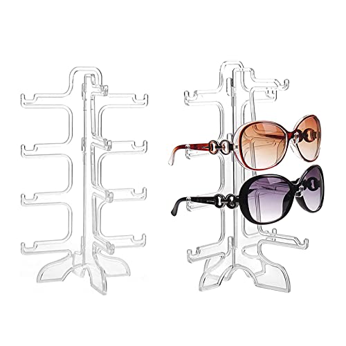 2 Stück Brillenständer, Sonnenbrillen Brillenhalter Transparent Kunststoff Brillenregal 4-Lagen Brillen Aufbewahrungs Präsentationsregal, für AufbewahrungSonnenbrillen, Myopia-Brillen, Planspiegel von Ericrise
