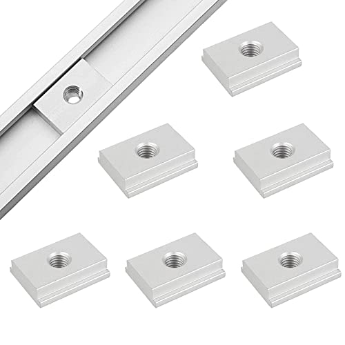 Ericrise 6 Stück T-Nutmutter M6, T-Track Slider Gleitmuttern M6 T-Schiene aus Aluminiumlegierung Schlitzbefestigung für Schrauben für Holzbearbeitungswerkzeug, 30 x 23 x 7,8 mm von Ericrise