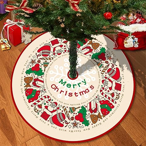 Weihnachtsbaum Röcke, 90 cm Weihnachtsbaum Rock Christbaumschmuck Plüsch runde Baumdecke mit Weihnachtsmann Muster Christbaumständer Teppich für Weihnachtsfeiertag Dekorationen von Ericrise