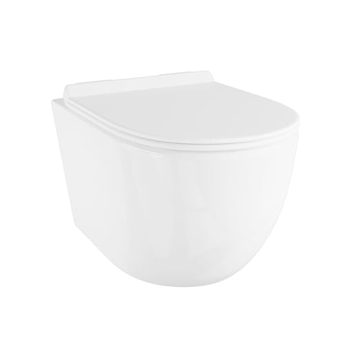 Eridanus Badezimmer Kompakte Wandmontierte Toilette, Keramik-Randloses Design, Integriertes WC-Becken mit Schnellverschluss-Softclose-Sitz, Glänzend Weiß - 530 x 370 x 360mm Eridanus Badezimmer Kompakte Wandmontierte Toilette, Keramik-Randloses Design, Integriertes WC-Becken mit Schnellverschluss-Softclose-Sitz, Glänzend Weiß - 530 x 370 x 360mm von Eridanus