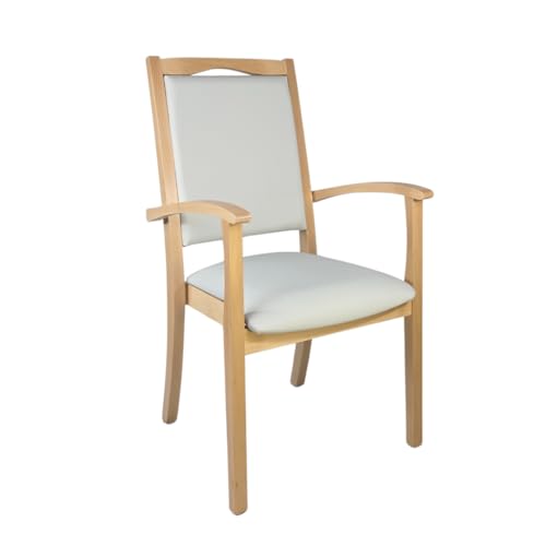 Erides Seniorenstuhl Alexander Hochlehner mit Armlehnen – Pflegestuhl, Buche massiv, gepolstert, ergonomisch, fertig montiert, für Senioren, Pflege & Praxis (Profi-Clean-Kunstleder, Walter Grau) von Erides