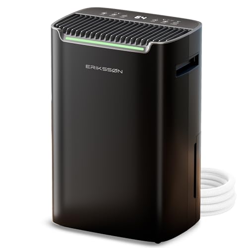 Erikssøn Luftentfeuchter Dry Pro Plus - Entfeuchtet bis zu 20 Liter pro Tag - Waschtrockner Funktion - Geeignet für Schlafzimmer, Badezimmer, Wohnzimmer und Keller - Luftentfeuchter (Schwarz) von Erikssøn