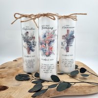 Konfirmationskerze - Kreuz Mit Eukalyptus Oder Blumen Inklusive Spruch, Namen Und Datum/Kommunionskerze Firmungskerze Konfirmationskerze - Kreuz Mit Eukalyptus Oder Blumen Inklusive Spruch, Namen Und Datum/Kommunionskerze Firmungskerze von Erinnerungsverliebt