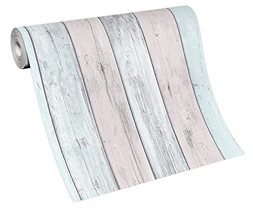 Erismann 10200-18 Vliestapete Antik Holz rustikal hell blau grau rosa bretter verwittert shabby Imitations 2 von EB-Erismann