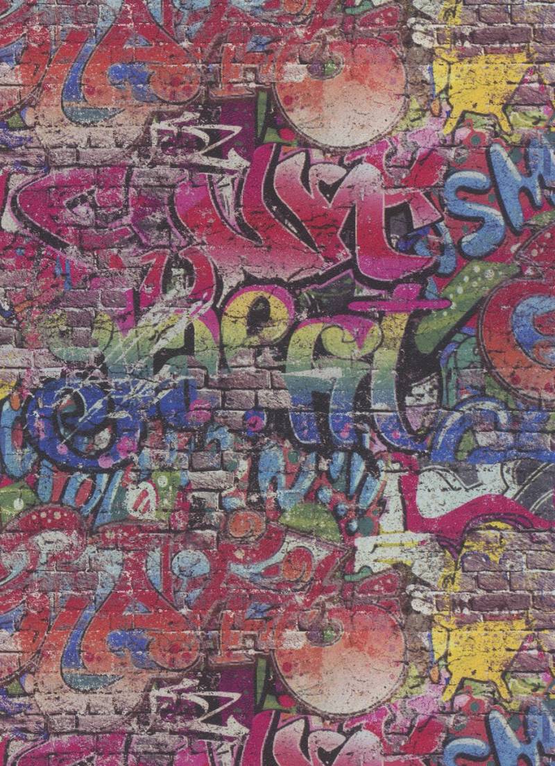 Erismann Papiertapete 05530-10 Graffiti bunt 10,05 x 0,53 m von Erismann