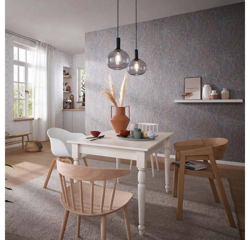 Erismann Vliestapete Struktur Holz Optik Grau Kupfer Gold Metallic 10307-10 Focus von Erismann