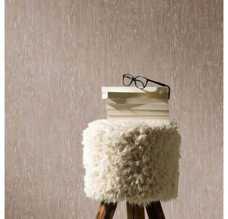 Erismann Vliestapete Struktur Holz Optik Hellbraun Kupfer Metallic 10307-32 Focus von Erismann