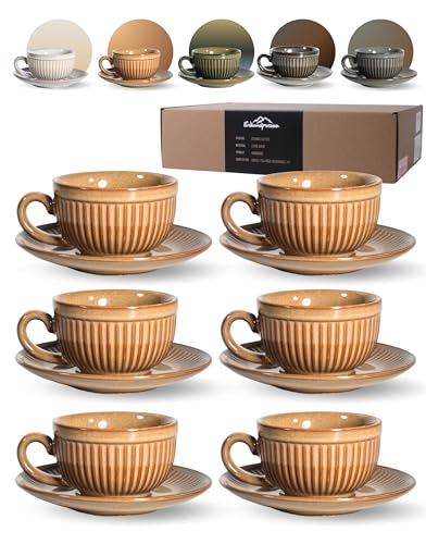 Erkundpresso. 6er-Set Espressotassen mit Untertassen 100ml - Espresso Tassen Set Steingut -Kaffeetassen Dickwandig mit Henkel- Handgefertigte Barista Kaffeetassen - Strandsandbraun Erkundpresso. 6er-Set Espressotassen mit Untertassen 100ml - Espresso Tassen Set Steingut -Kaffeetassen Dickwandig mit Henkel- Handgefertigte Barista Kaffeetassen - Strandsandbraun von Erkundpresso.