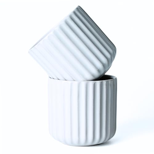 Erkundpresso.Kaffeebecher 2er Set 180ml Ohne Henkel Premium Barista Kaffeetasse aus Hochwertigem Steingut Dickwandiger Kaffeebecher - Entworfen für Latte Art - 100% Handfertigung (Weiß) von Erkundpresso.