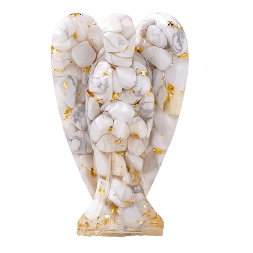 Erliway 7,8 cm große Howlit Kristall Schutzengel Figuren, natürliche Heilung Kristall Chips Harz Engel Statue für Frieden Meditation Ostern Home Decor Erliway 7,8 cm große Howlit Kristall Schutzengel Figuren, natürliche Heilung Kristall Chips Harz Engel Statue für Frieden Meditation Ostern Home Decor von Erliway