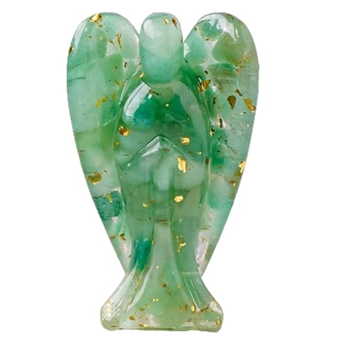 Erliway 7,8cm große Grüne Aventurin Kristall Schutzengel Figuren, natürliche Heilung Kristall Chips Harz Engel Statue für Frieden Meditation Ostern Home Decor von Erliway
