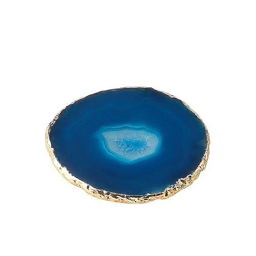 Erliway Achat-Untersetzer für Getränke, natürliche Kristall-Untersetzer mit Goldrand, großer 7,9–10,2 cm Geode-Untersetzer für Couchtisch, Heimdekoration von Erliway