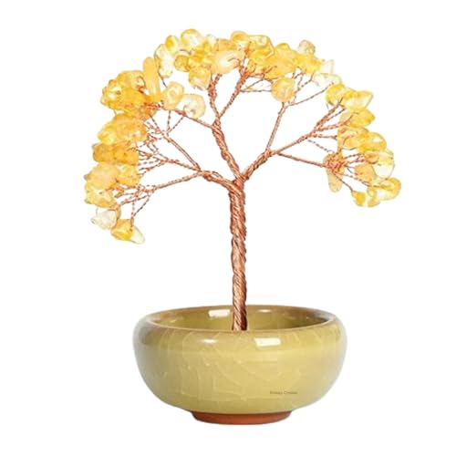 Erliway Citrin-Kristallbaum, 8,9–10,2 cm großer Lebensbaum aus Kristall-Edelstein, natürlicher Kristall-Bonsai-Baum zur Hauseinweihung, Heilkristall-Geldbaum für Positive Energie,Bürodekor Erliway Citrin-Kristallbaum, 8,9–10,2 cm großer Lebensbaum aus Kristall-Edelstein, natürlicher Kristall-Bonsai-Baum zur Hauseinweihung, Heilkristall-Geldbaum für Positive Energie,Bürodekor von Erliway