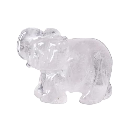 Erliway Heilung Kristalle Elefant Dekor, 1.5" klare Quarz Elefant Kristall Figur, Hand geschnitzt Edelstein Elefant Dekor Statue Home Office Schreibtisch Dekorationen Geschenke für Frauen Männer (1PC) von Erliway