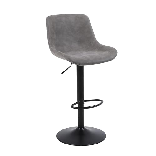 Ermnois Barhocker, schwenkbare Thekenhocker mit Rückenlehne, verstellbare Moderne Barstühle, hoher Stühle armloser PU Leder Kücheninselhocker,Grau von Ermnois