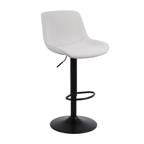 Ermnois Barhocker, schwenkbare Thekenhocker mit Rückenlehne, verstellbare Moderne Barstühle, hoher Stühle armloser PU Leder Kücheninselhocker,Weiß von Ermnois