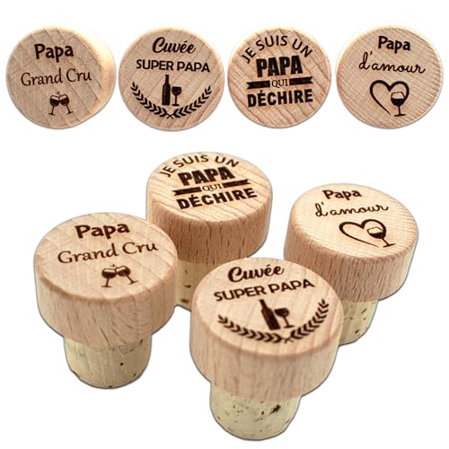 ERNESTINE - Set mit 4 Stöpseln zum Vatertag – Vatertagsgeschenk – Geschenkidee für Papa – Geschenke für Weinflaschen – personalisierbar – Geschenkidee für Herren zum Geburtstag – Weinzubehör ERNESTINE - Set mit 4 Stöpseln zum Vatertag – Vatertagsgeschenk – Geschenkidee für Papa – Geschenke für Weinflaschen – personalisierbar – Geschenkidee für Herren zum Geburtstag – Weinzubehör von Ernestine
