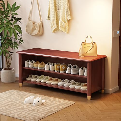 Ernqi Schuhregalschrank, Ottomane Mit Stauraum, Regal-Organizer Für Eingangsbereich, Multifunktionaler Stauraum, Eingangsbank Für Haustür Farben(Walnut,Non-FLIP_31.5IN) von Ernqi