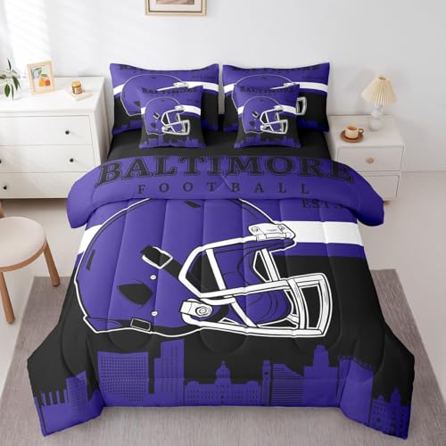 American Football Bettwäsche-Set für Jungen, Queen-Size-Bett, 7-teilig, Fußball-Stadtbett in einer Tasche mit Bettlaken und Spannbetttuch für Kinder und Erwachsene, rot-schwarz, Raumdekoration für American Football Bettwäsche-Set für Jungen, Queen-Size-Bett, 7-teilig, Fußball-Stadtbett in einer Tasche mit Bettlaken und Spannbetttuch für Kinder und Erwachsene, rot-schwarz, Raumdekoration für von Erosebridal